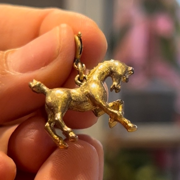 Monet Jewelry - Vintage Monet Gold Tone Horse Charm | Equestrian Pendant Spring Ring
